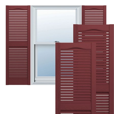 EKENA MILLWORK Lifetime Vinyl, Standard Cathedral Top Center Mullion, Open Louver Shutters, LL1S14X05200WN LL1S14X05200WN